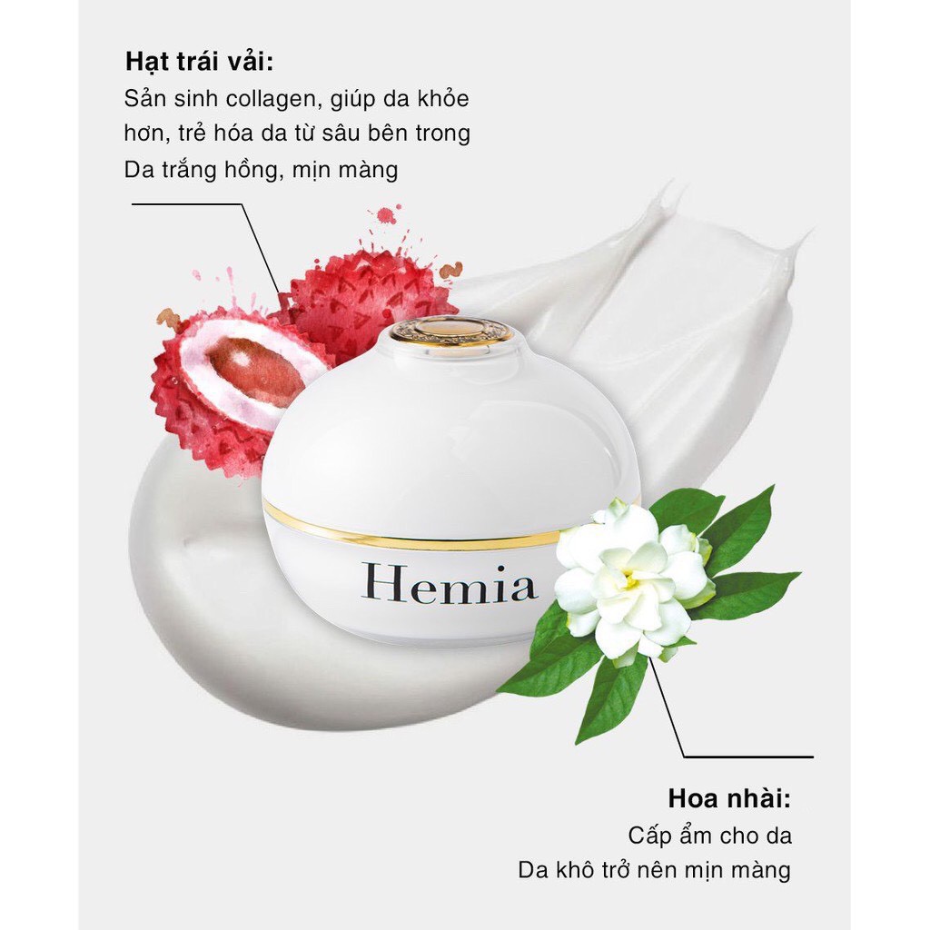 Kem dưỡng toàn thân Hemia Whitening Body Cream 150g dưỡng trắng, cấp ẩm, chống nắng, make up da