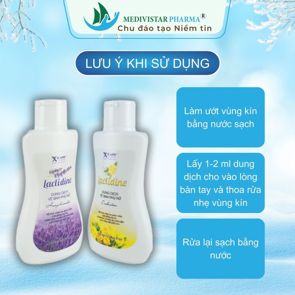 Dung Dịch Vệ Sinh Dành Cho Phụ Nữ LACLIDINE Mùi Thơm Dịu Nhẹ, Hỗ Trợ Dưỡng Ẩm, Diệt Và Ngăn Ngừa Nấm Vi Khuẩn Suốt 24h, Không Chứa Cồn, Không Paraben, Lọ 100ml