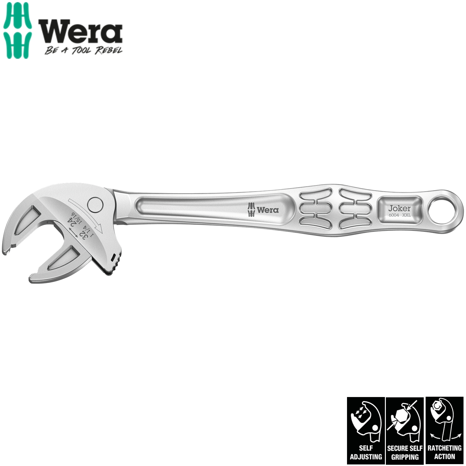 Cờ lê tự điều chỉnh size 24 - 32 (hệ mét) hay 15/16"-1 ¼" (hệ inch) 6004 Joker XXL self-setting spanner Wera 05020102001