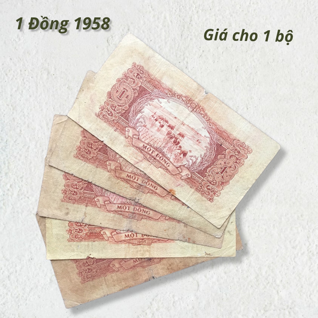 Tiền xưa Việt Nam 1 đồng 1958 hình Cột Cờ Hà Nội chất lượng cũ như hình.