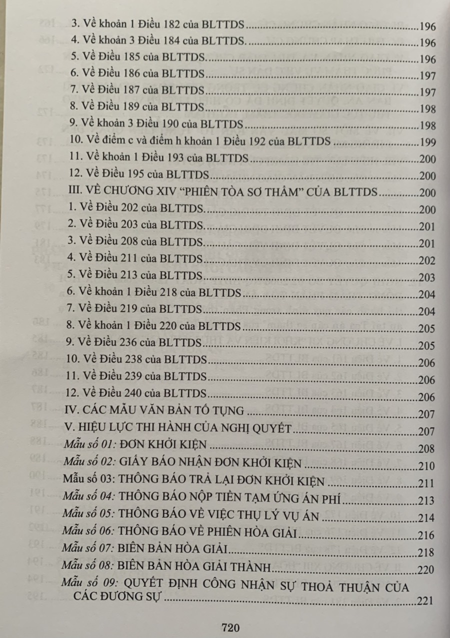 Hệ thống các nghị quyết của Hội đồng Thẩm phán Tòa án nhân dân tối cao về dân sự và tố tụng dân sự từ 1990-2023