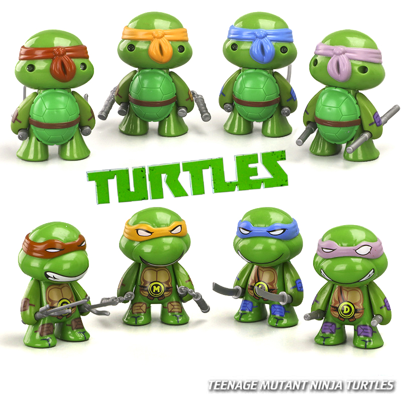 Set 4 đồ chơi Ninja Rùa TMNT Ninja Turtles Q - cao 7 cm trang trí xe ô tô