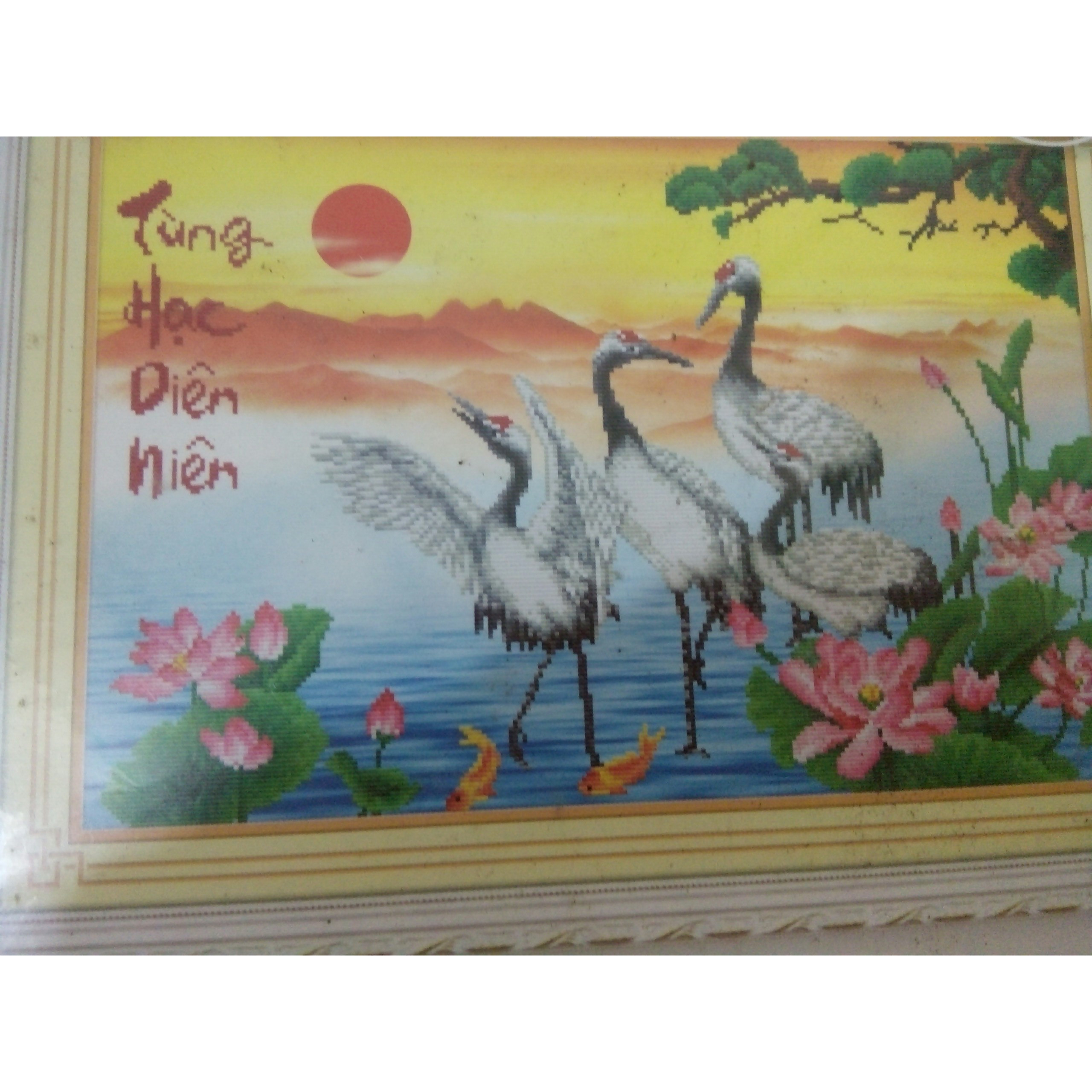 tranh đính đá Tùng Hạc Diên Niên 77185 kt 71*50cm chưa đính