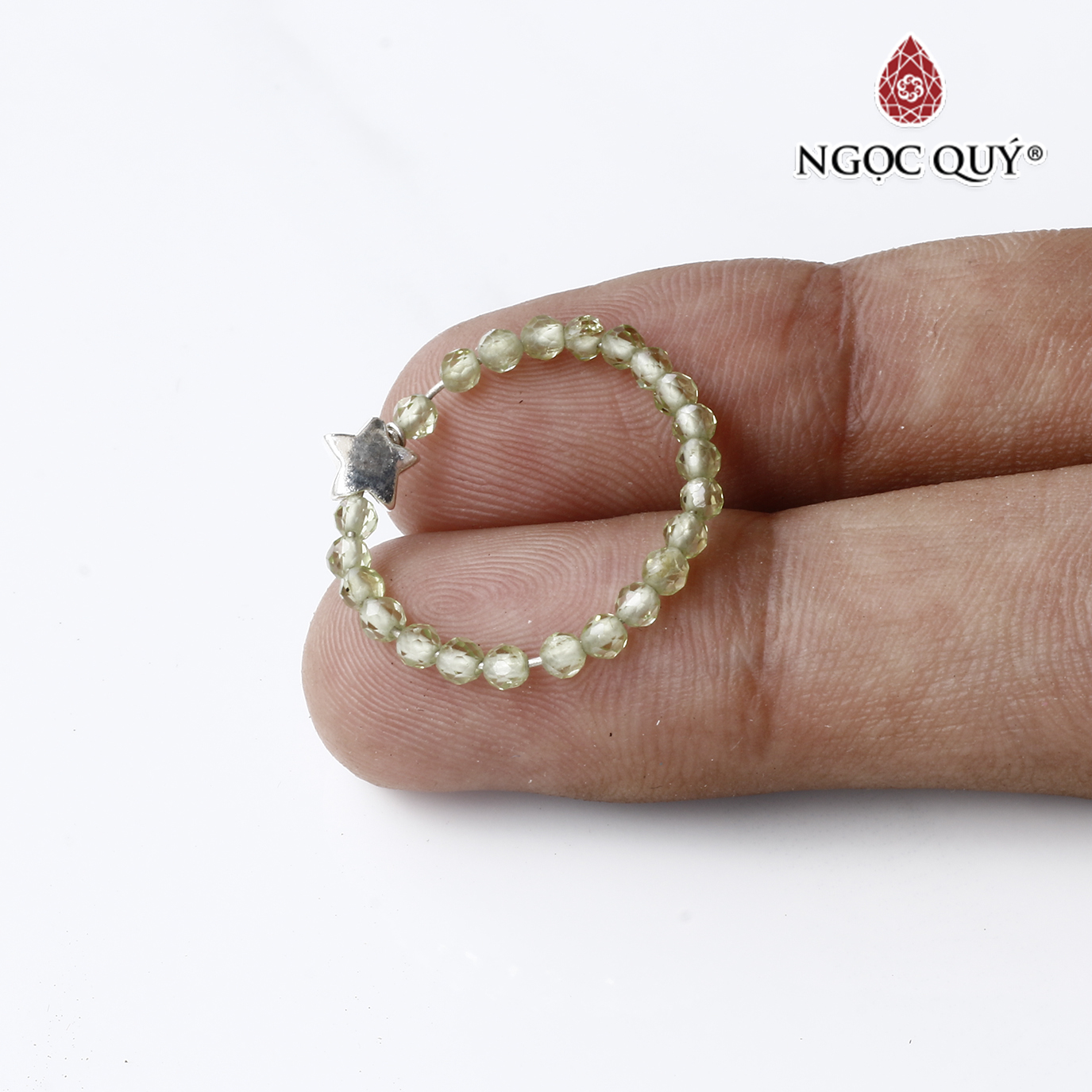 Nhẫn bạc ngôi sao đá thạch anh xanh mệnh hỏa mộc - Ngọc Quý Gemstones