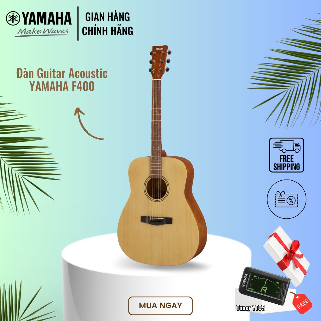Đàn Guitar Acoustic Yamaha F400 - Thiết kế đơn giản, hiện đại, phù hợp cho người mới, phù hợp cho người mới bắt đầu chơi đàn, sản phẩm 12 tháng