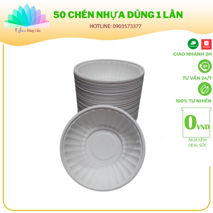 50 Chén nhựa dùng 1 lấn tiện lợi cho các buổi dã ngoại ,và du lịch nhẹ nhàng cùng bạn bè - E GREEN Dùng 1 Lần