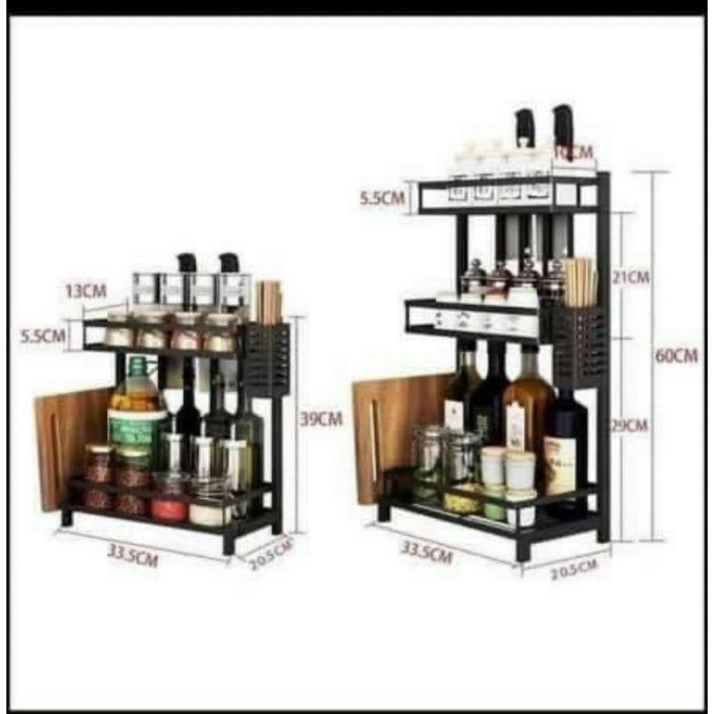 KỆ GIA VỊ nhà bếp 2 tầng, 3 tầng kèm giá dao thớt,móc treo, đũa thìa thép sơn tĩnh điện 5 lớp chống rỉ CAO CẤP