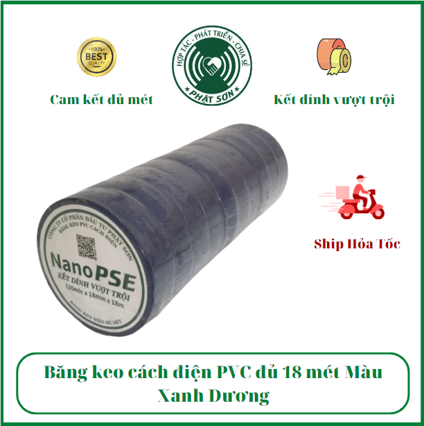 Băng keo cách điện đủ mét Nano PSE 18M Màu đen