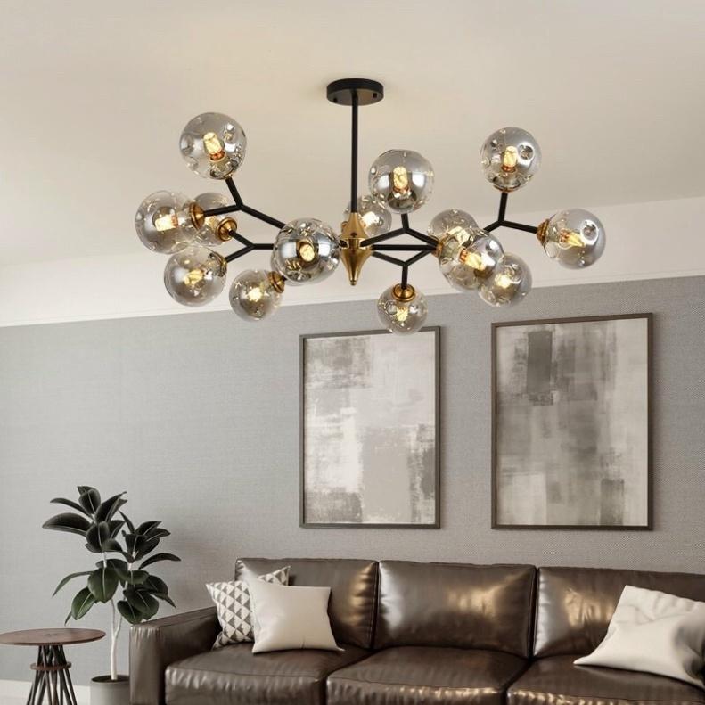 Đèn thả decor tô điểm phòng tiếp đón khách 15 bóng chao khói,đèn thả trang trí DT