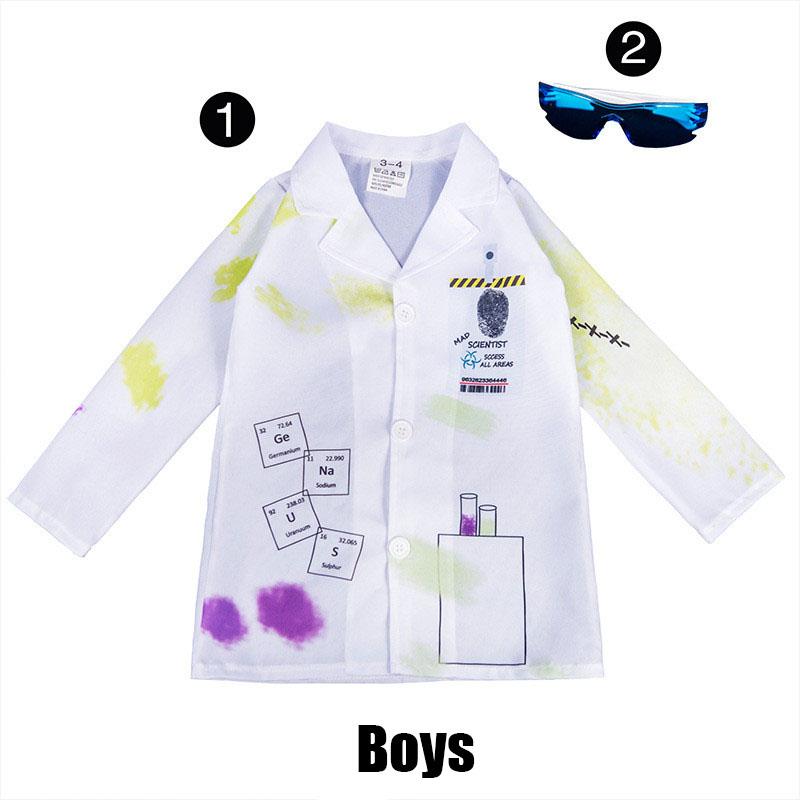 Halloween Trang Phục Hóa Trang 4 Nhà Khoa Học Đầm Bé Gái Điên Bé Trai Điên Nhà Khoa Học Áo Khoác Cho Kính Mát Trẻ Em Tóc Giả Purim Đảng Bộ Trang Phục