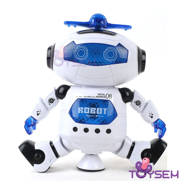 Đồ chơi robot nhảy múa theo nhạc xoay 360 có đèn led vui nhộn - Người máy đồ chơi nhún nhảy - Thế giới đồ chơi Toysem - Quà tặng sinh nhật cho bé trai bé gái cute