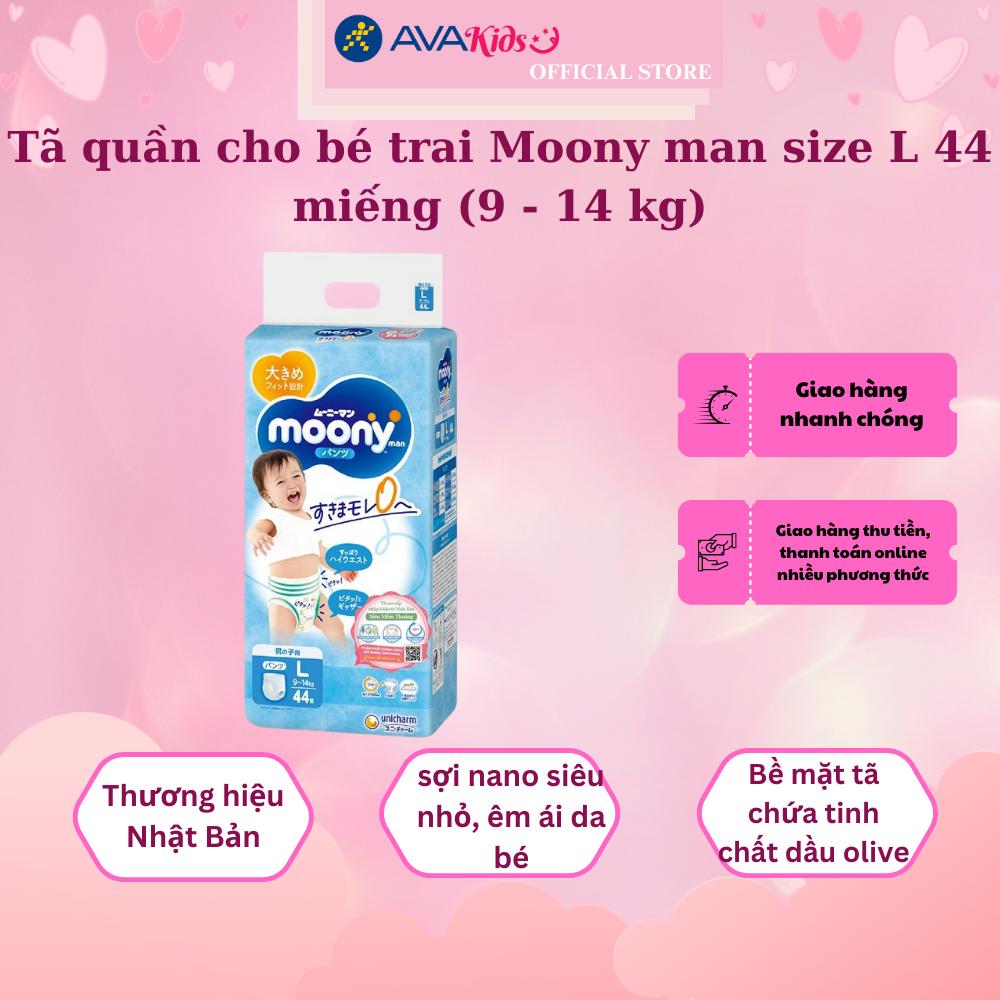 Tã quần cho bé trai Moony man size L 44 miếng (9 - 14 kg)