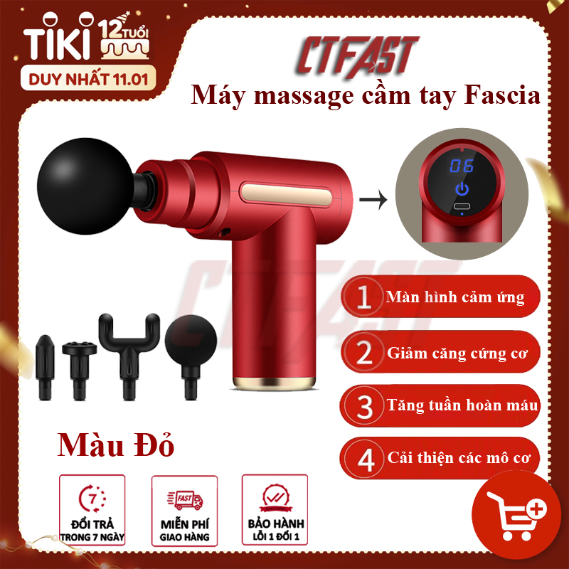 Máy massage mini cầm tay CTFAST-720: Mát xa 6 cấp độ, hỗ trợ maassage chuyên sâu, giảm đau cơ, cứng khớp hiệu quả nhanh chóng, đi kèm 4 đầu chuyên dụng - Quà tặng cho sức khỏe