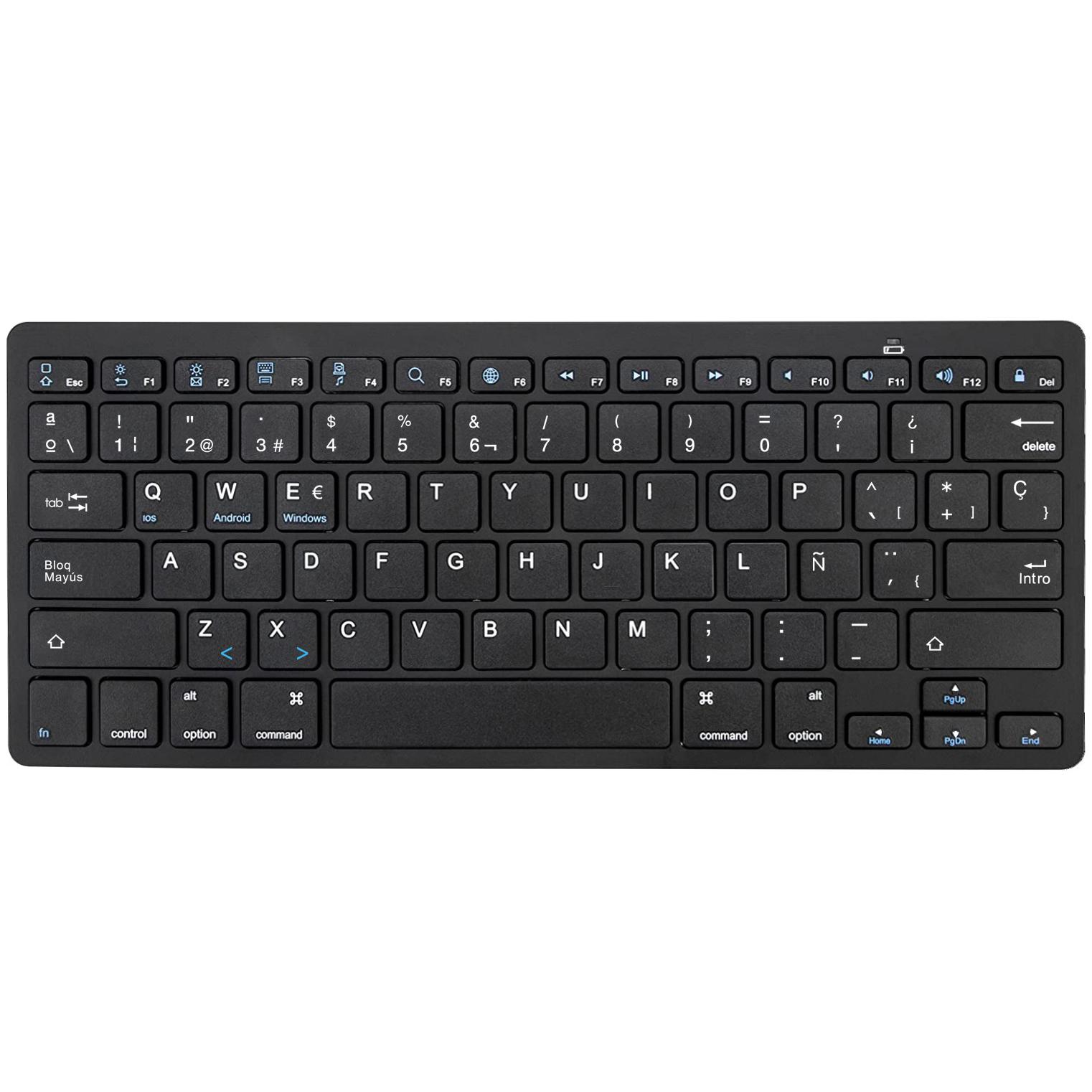 Tây Ban Nha Bluetooth Đèn Bàn Phím Di Động Slim Không Dây Bàn Phím Teclado Cho Mạc iPad iPhone IOS Android Windows Smart Tivi