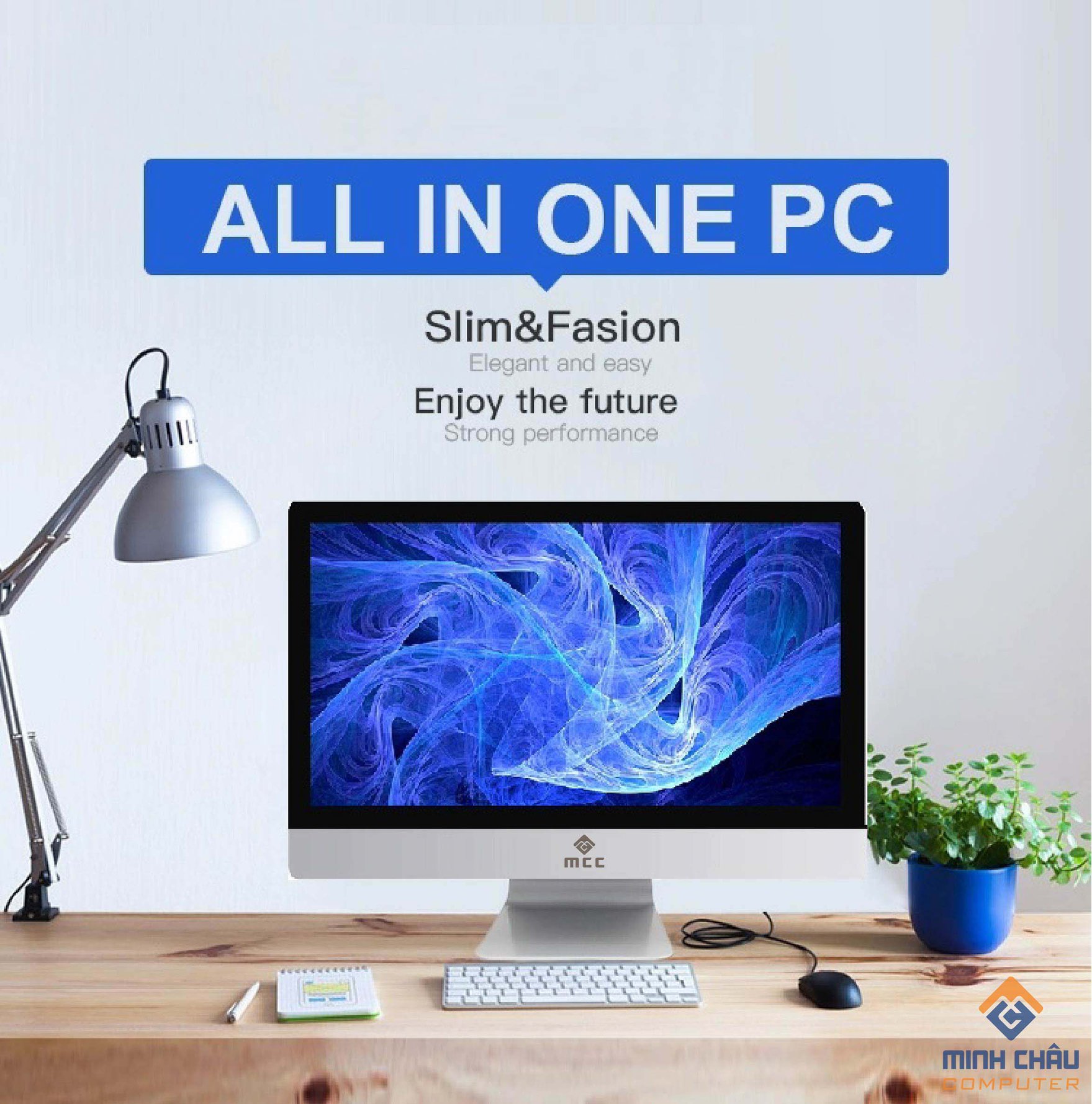 Bộ PC All in ONE (AIO) MCC2041 Home Office Computer CPU Dual 2.9Ghz/ Ram4G/ SSD120G/ Wifi/ Camera/ 22inch - Chính Hãng