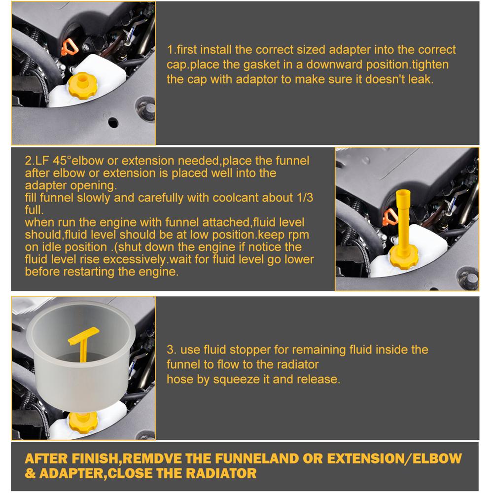 15-Piece Car Radiator Coolant Funnel Kit Spill-Free Funnel Cooling System Funnel Tool with Multiple Caps & Cap Adapters