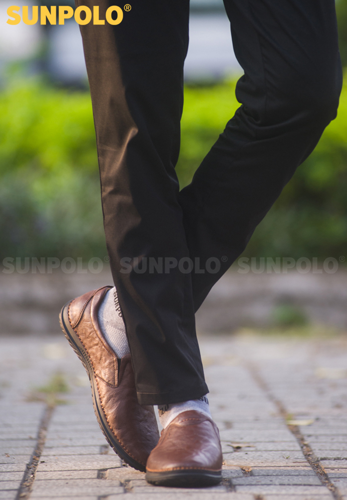Giày Mọi Nam Da Bò Cao Cấp SUNPOLO CS5026 Mũi bo tròn thanh lịch (Đen, Nâu)