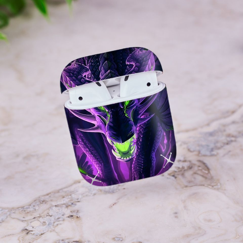 Miếng dán skin chống bẩn cho tai nghe AirPods in hình Rồng Dragon - dra014 (bản không dây 1 và 2)