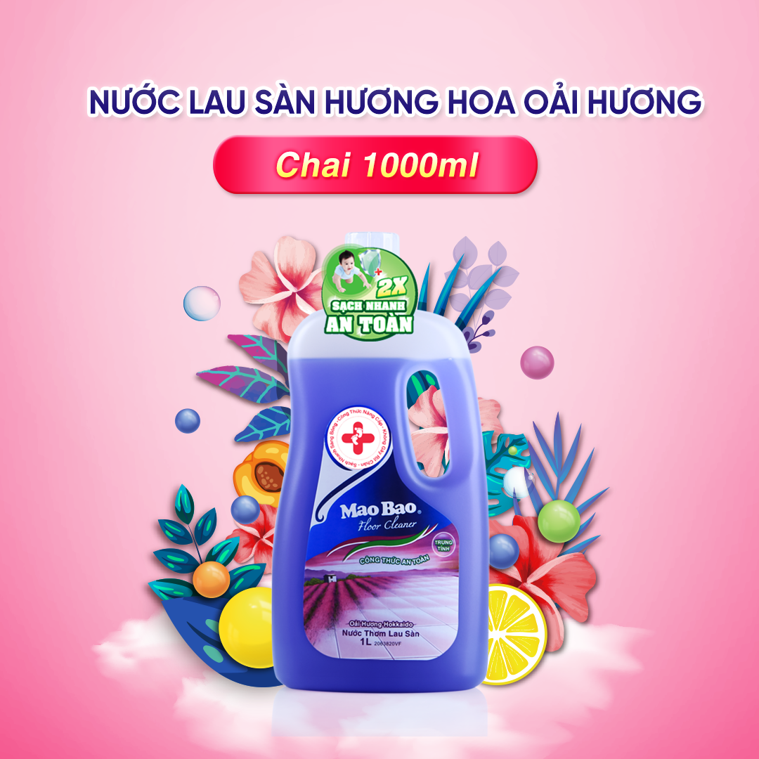 Nước Lau Sàn Diệt Khuẩn Mao Bao Hương Hoa Oải Hương chai 1000ml