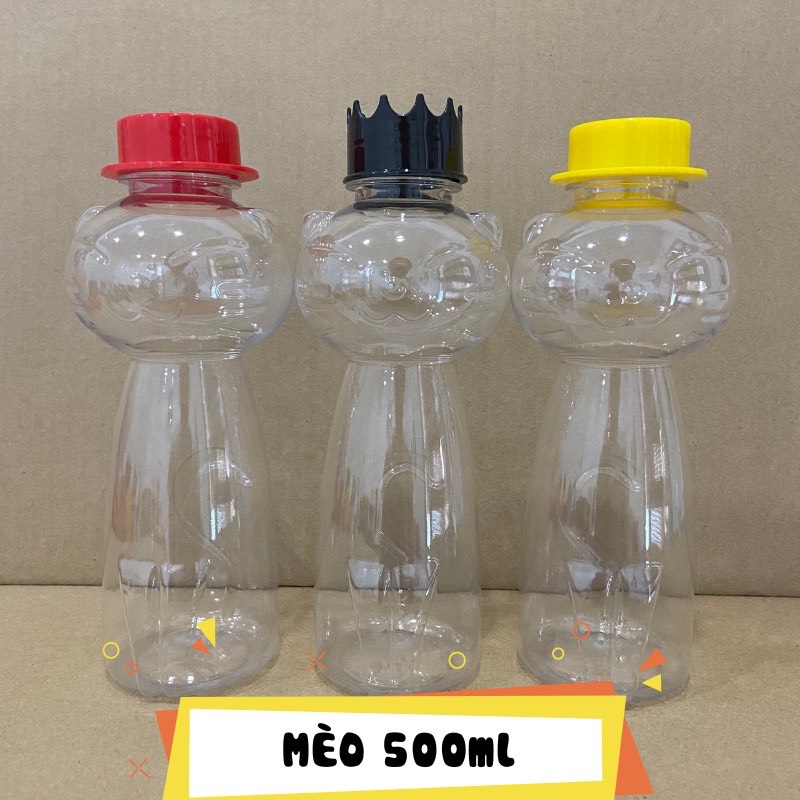 Chai nhựa đựng kẹo, trà sữa Hottrend hình gấu, mèo, cây thông, người tuyết