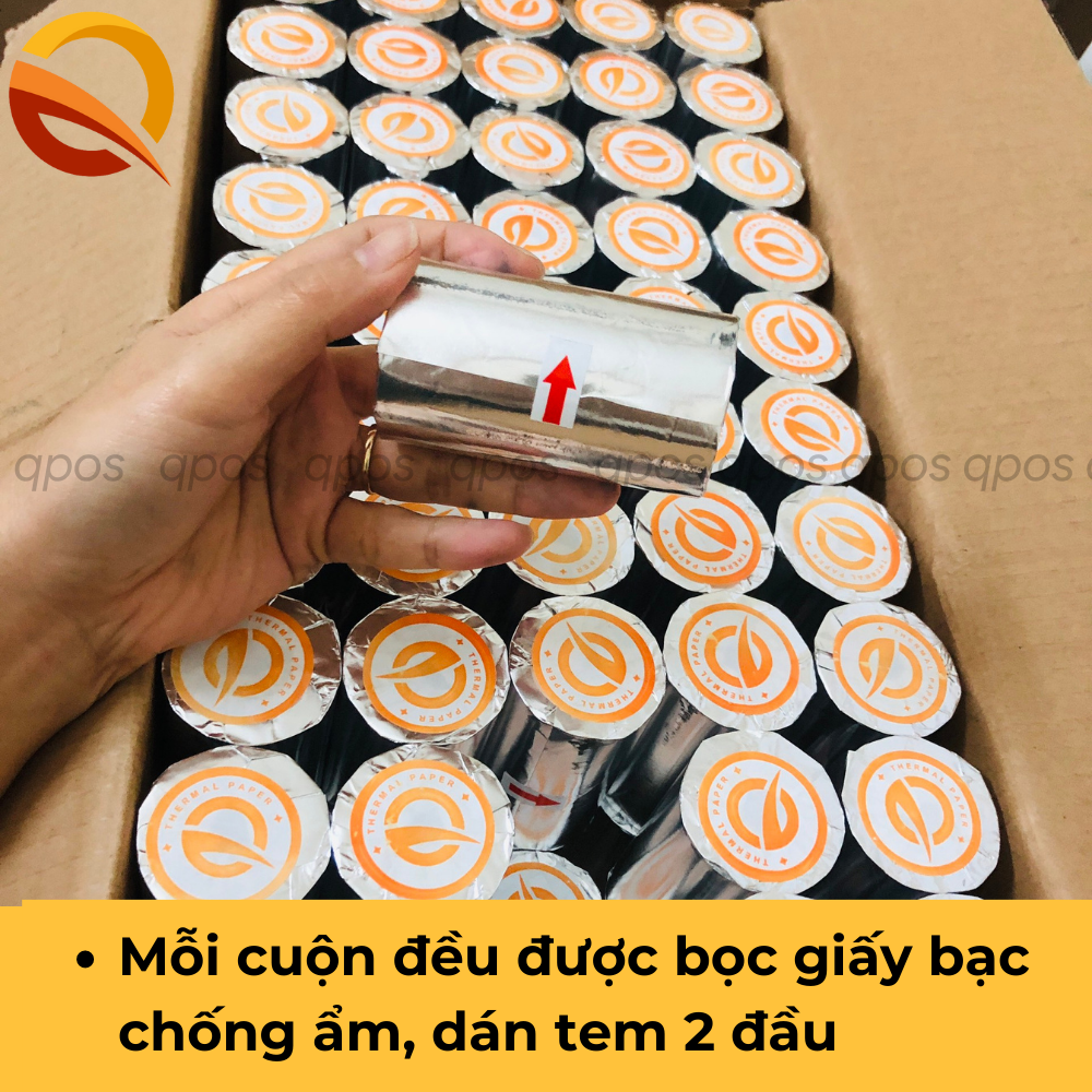 Thùng 100 cuộn giấy in bill K80, in hóa đơn, giấy in nhiệt khổ 80x45mm