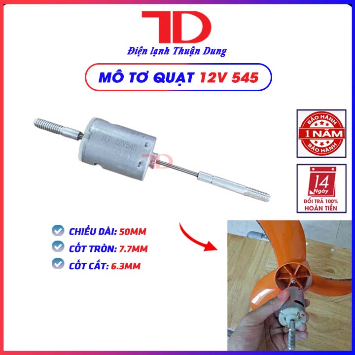 Mô tơ quạt 12v (555)sử dụng nguồn điện 12v, có thể sd ắc quy hoặc adaptor 12v và tấm pin năng lượng - Điện lạnh Thuận Dung