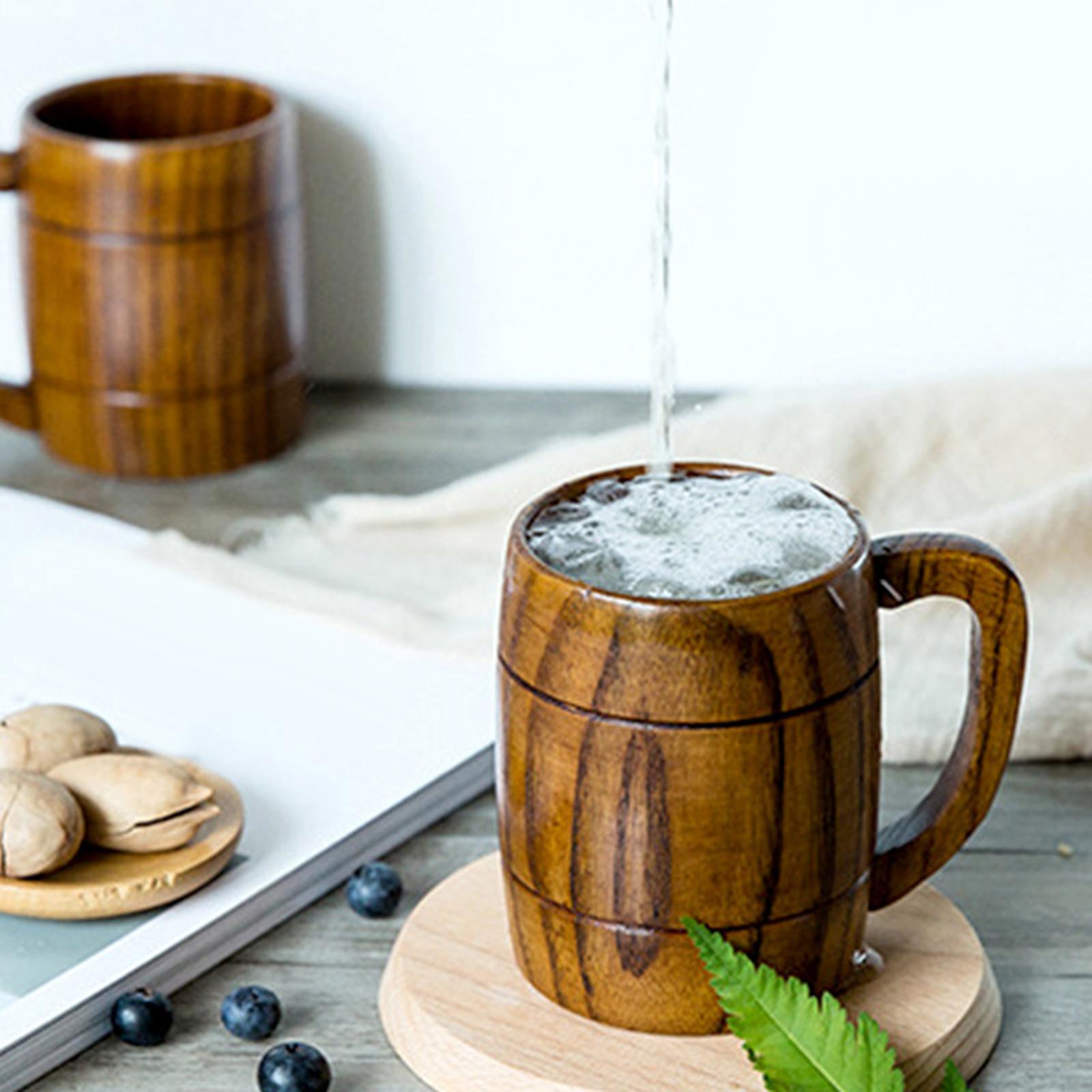 Wood Beer Mug Camping Cup Coffee Cup Vintage 400ml for Home