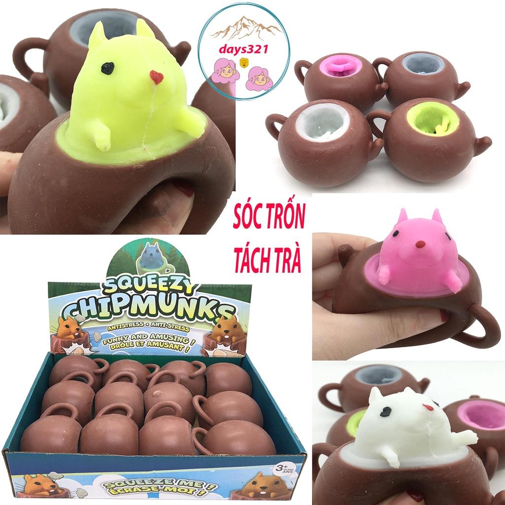 SÓC TRỐN TRONG TÁCH PHA TRÀ MÀU MÈ Squishy chip và đêm mềm mịn dễ thương chân thực giảm stress co dãn đàn hồi ngộ nghĩnh