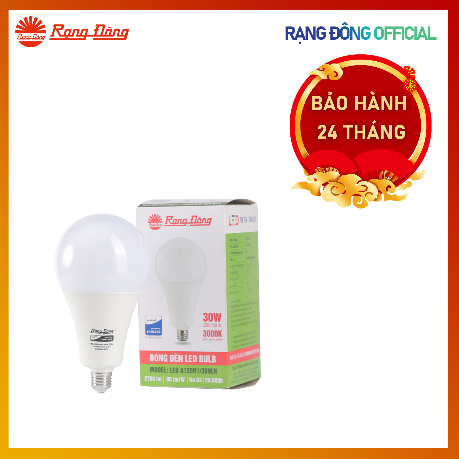 Combo 2 Bóng đèn LED Bulb 30W Model: A120N1 30W