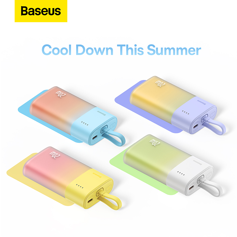 Sạc Dự Phòng OS-Baseus Popsicle Fast Charging Power Bank 5200mAh 20W (Kèm dây C to C 60W, 30cm, Trắng) (Hàng chính hãng)