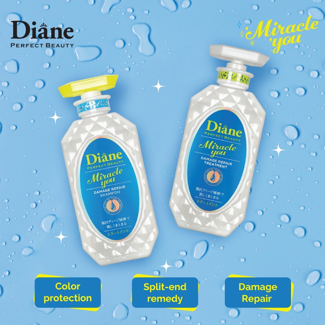 Combo gội xả phục hồi hư tổndành cho tóc nhuộm tẩy Diane Miracle You Damage Repair &amp; Treatment 450ml*2