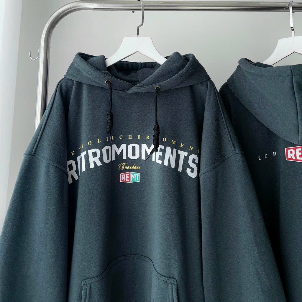Áo Hoodie Form Rộng Nam Nữ Logo rftromoments, Áo Hoodie nỉ " REMT" unisex Ulzzang, mũ áo trùm đầu 2 lớp phong cách Hàn Quốc,