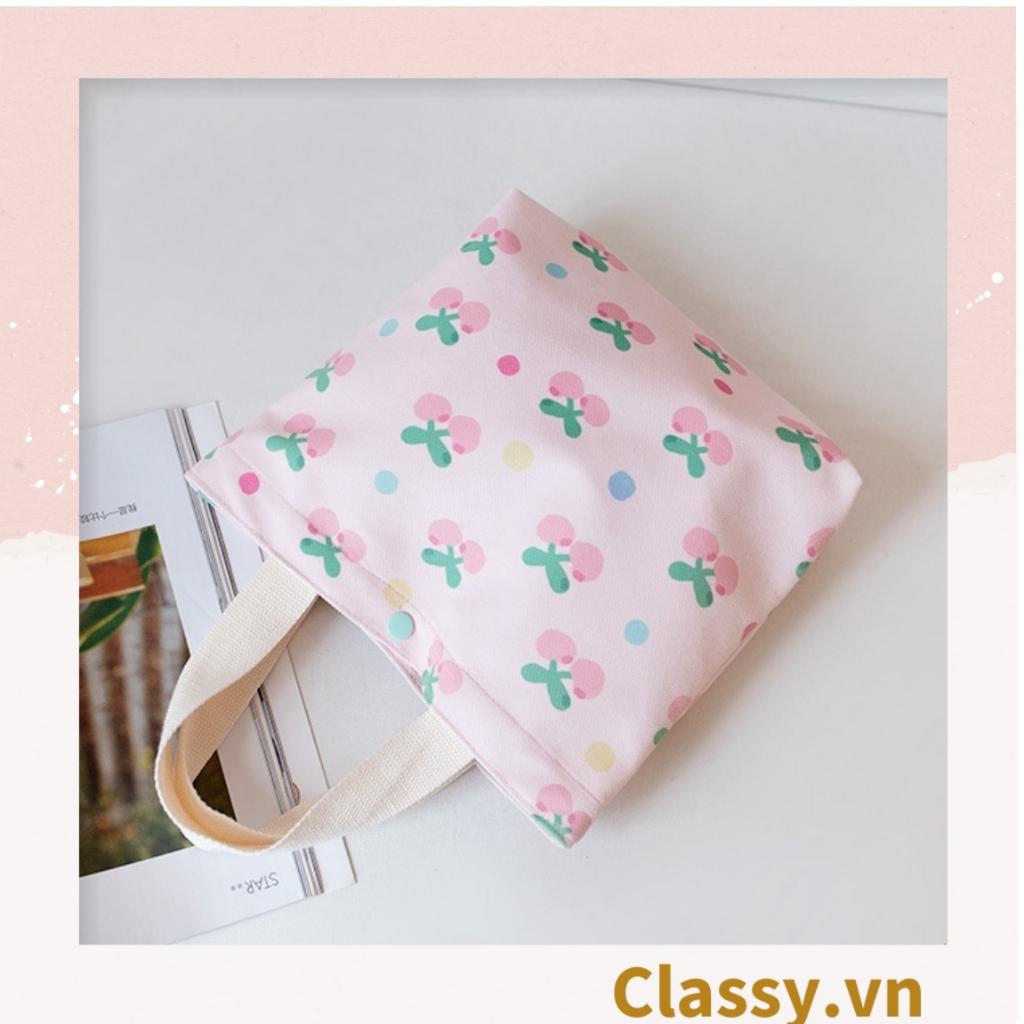 Túi vải đựng hộp cơm, đựng phụ kiện Classy tay họa tiết dễ thương dành cho nữ T1242