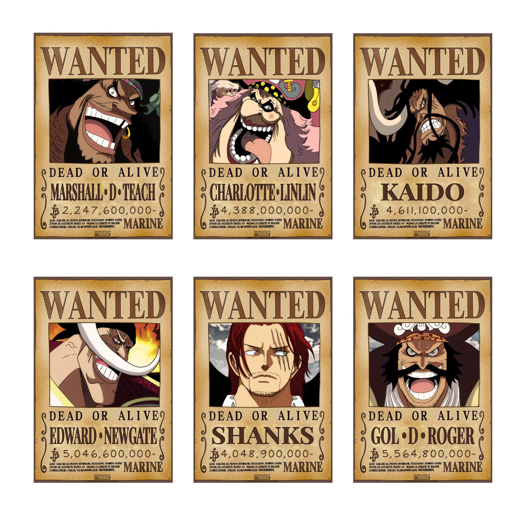 Poster truy nã Yonko (Tứ Hoàng) &amp; Vua Hải Tặc - One Piece