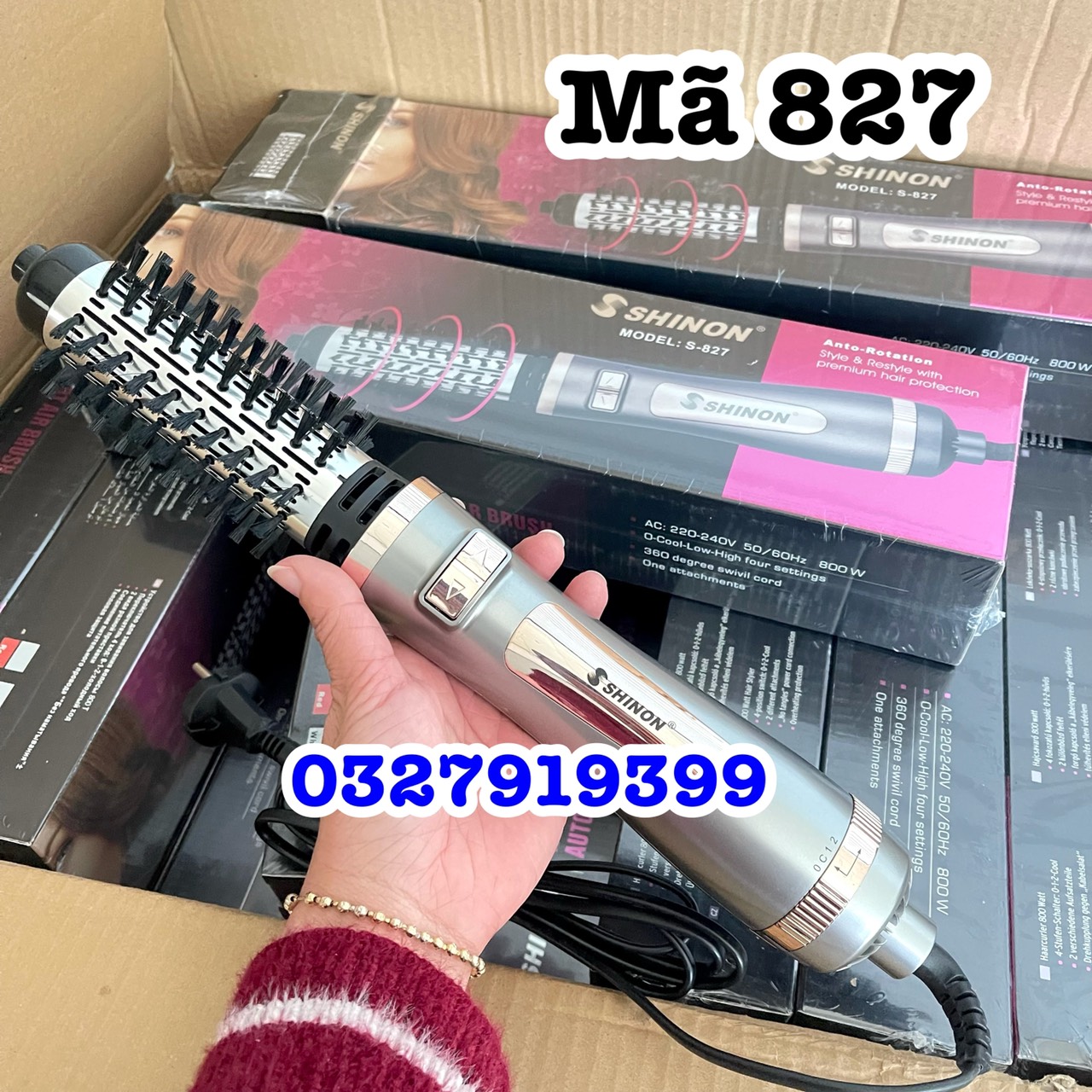 Lược điện-lược sấy làm xoăn xoay tự động 360 độ SHINON 827