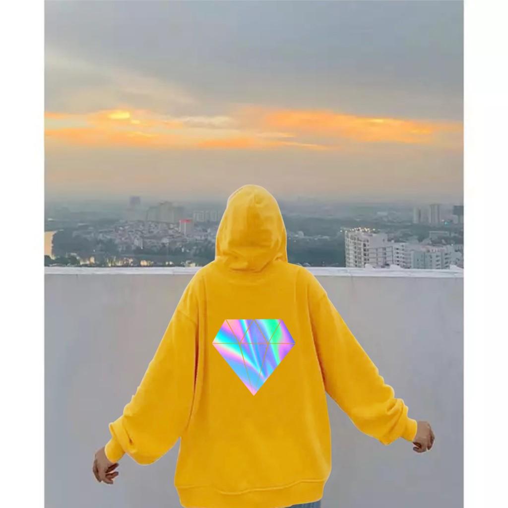 Áo hoodie Unisex dạ quang - Áo khoác nỉ phản quang họa tiết Kim cương in cao cấp
