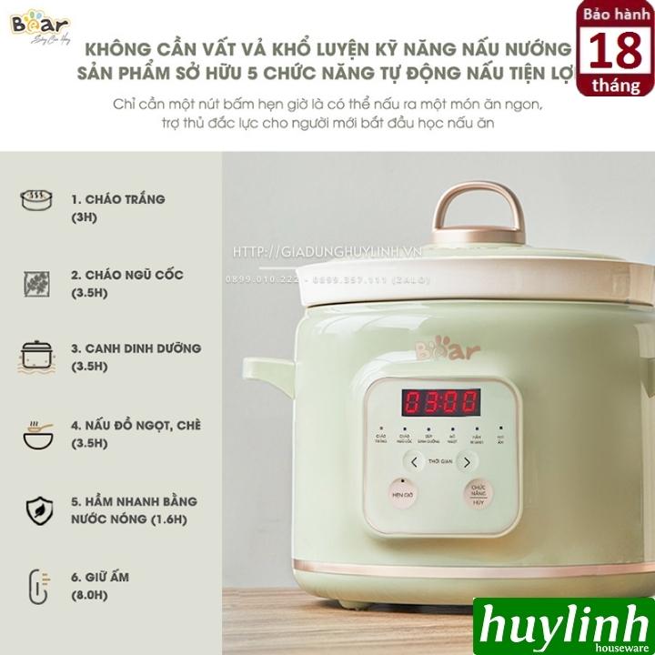 Nồi nấu chậm - nồi tiềm Bear SB-NNC20 - 2 lít - Bản quốc tế - 6 chức năng - Hàng chính hãng