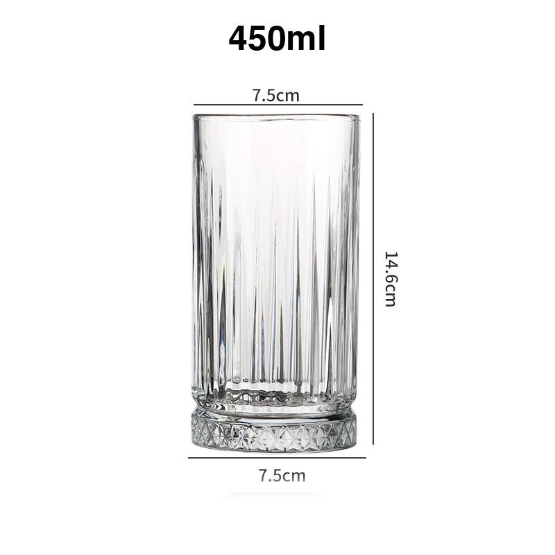 Ly thủy tinh đẹp HONGLI 250ml - 450ml phong cách Bắc Âu Cao cấp họa tiết cổ điển trắng trơn Đế Kim Cương