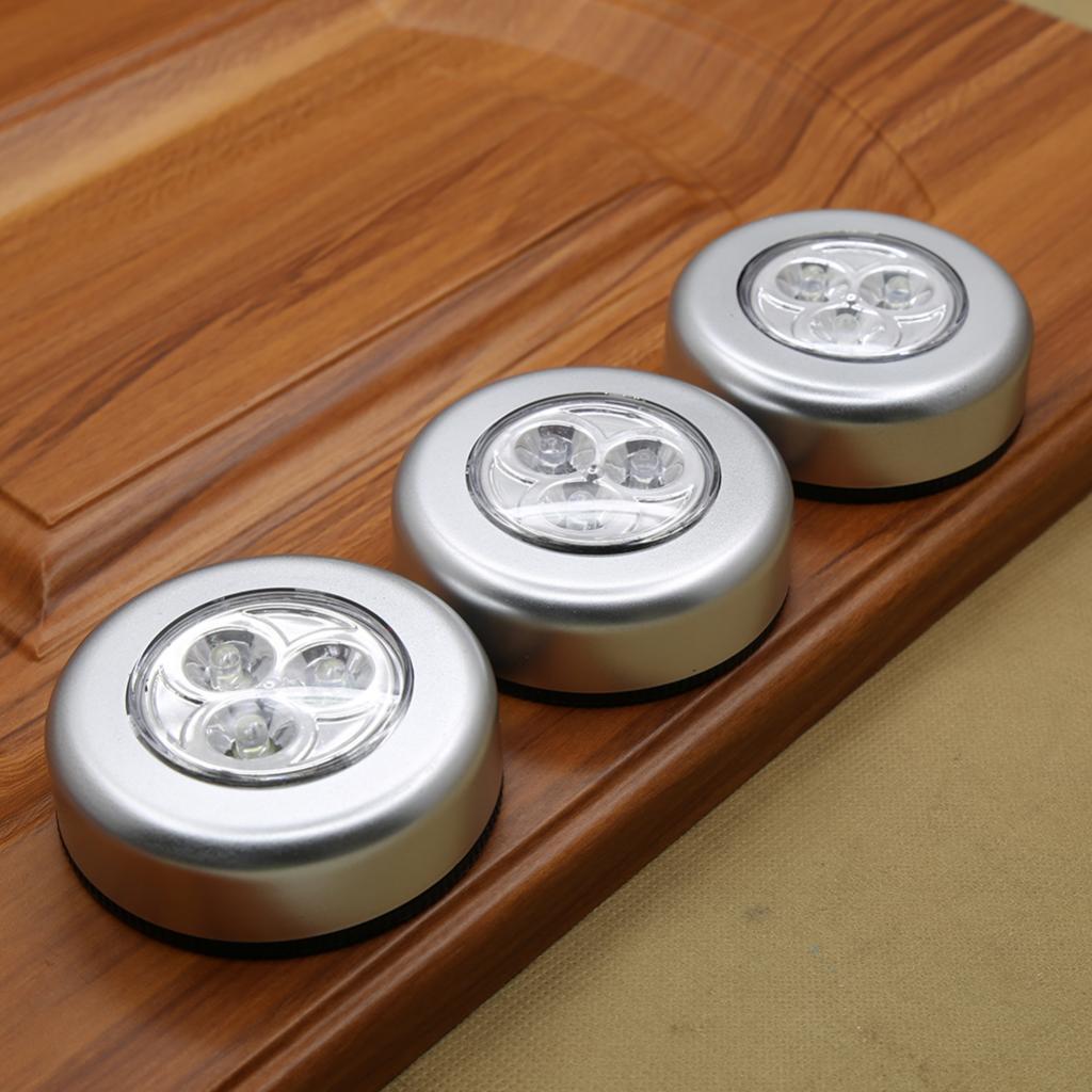 3PC LED Wireless Stick on Push Light Battery Powered Touch Light For Cabinet
