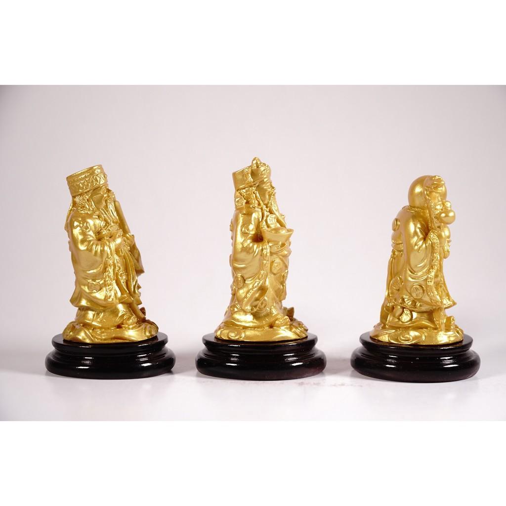 Bộ tượng Tam Đa Phúc Lộc Thọ cầu tài lộc nhũ vàng - Cao 8cm