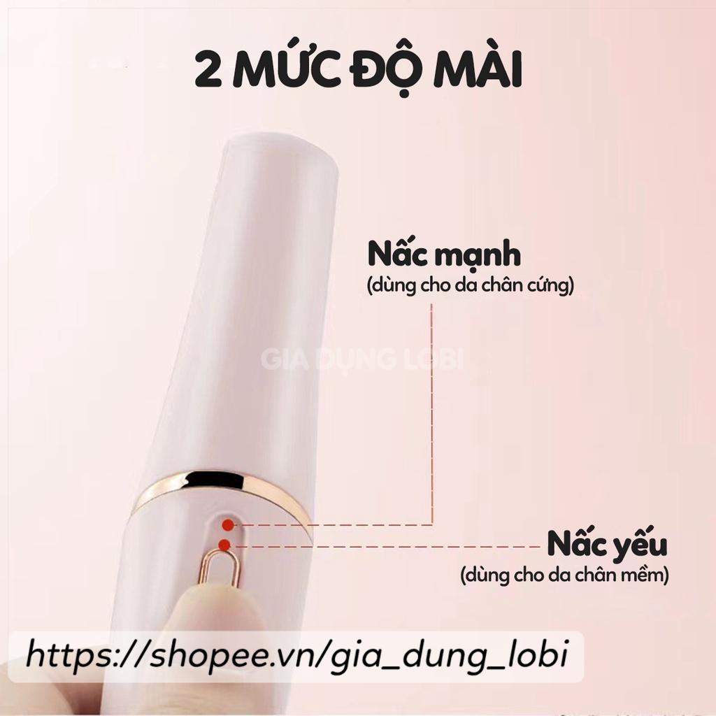 Máy chà gót chân tích hợp đèn trợ sáng máy mài gói chân tẩy tế bào chết sạc pin tích điện 2 đầu mài