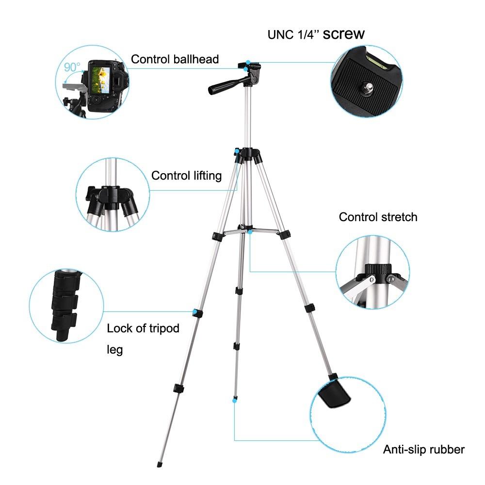 TRIPOD ĐIỆN THOẠI, MÁY ẢNH 105CM KÈM REMOTE BLUETOOTH CHỤP ẢNH TỪ XA MS100