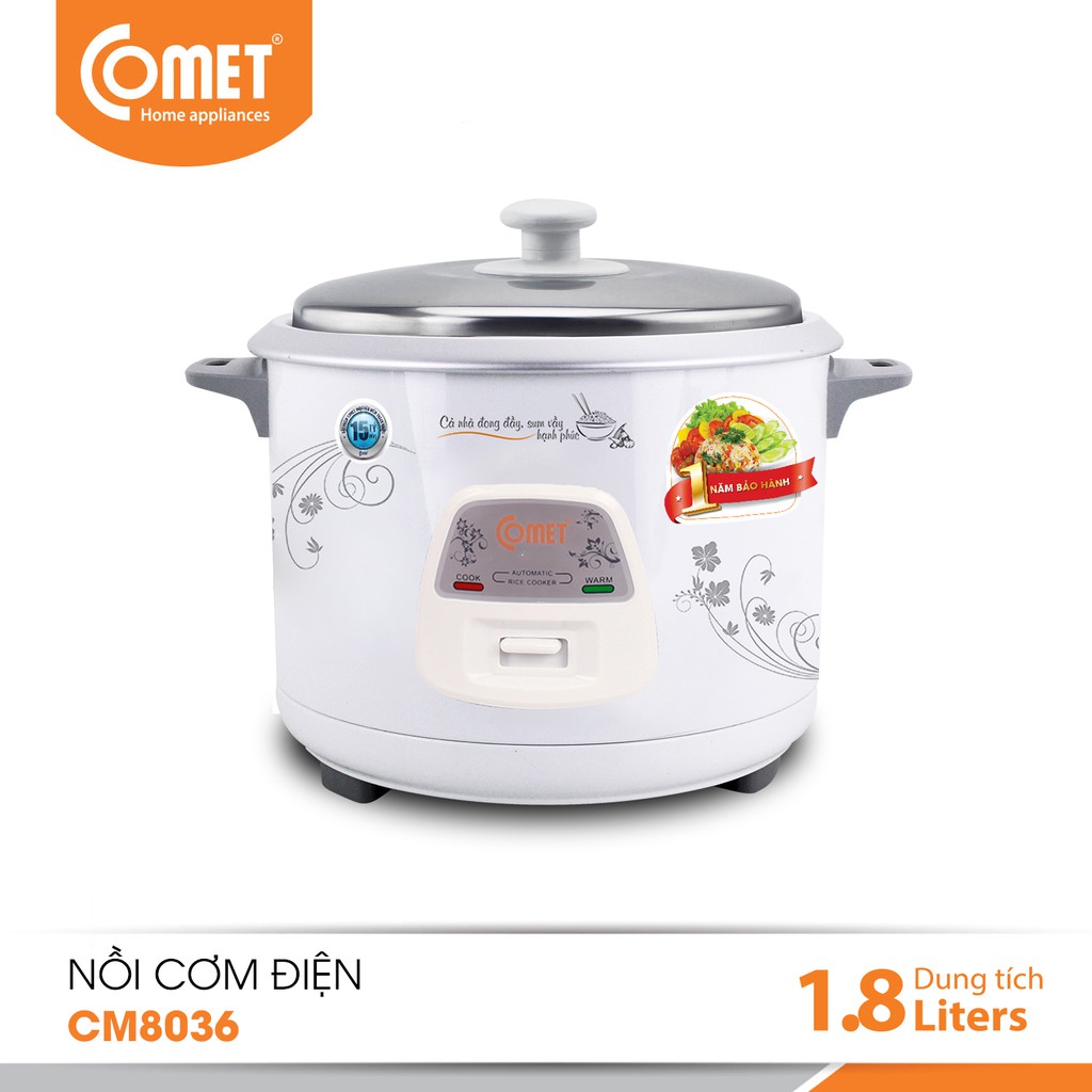 Nồi cơm điện nắp rời 1.8L Comet CM8036NK- Hàng Chính Hãng