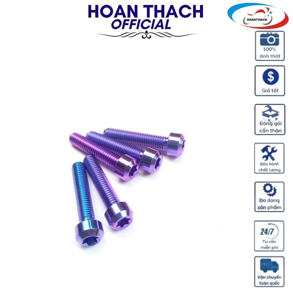 Ốc Gr5 Titan 6L25 Trụ Tím gắn cho nhiều dòng xe SP010572 (giá 1 con)