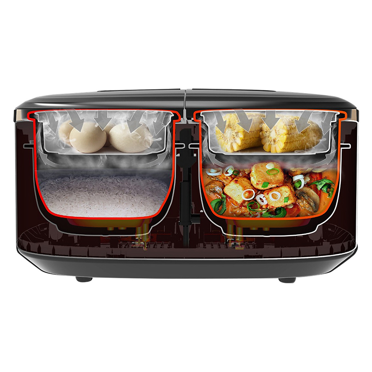 Nồi đôi đa năng Twin Cooker Sharp KN-TC50VN 1.8L ( màu ngẫu nhiên) - Hàng Chính Hãng