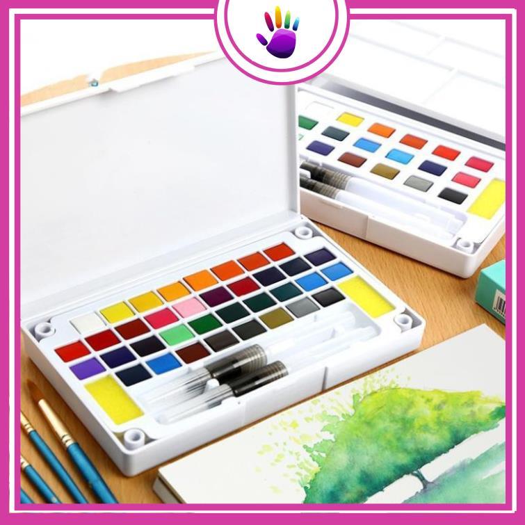 Màu Nước Solid Water Color Cao Cấp 12/18/24/36 Màu Tặng 2 Bút Nước, 2 Mút, 1 Palette - TIỆM NHÀ MILK