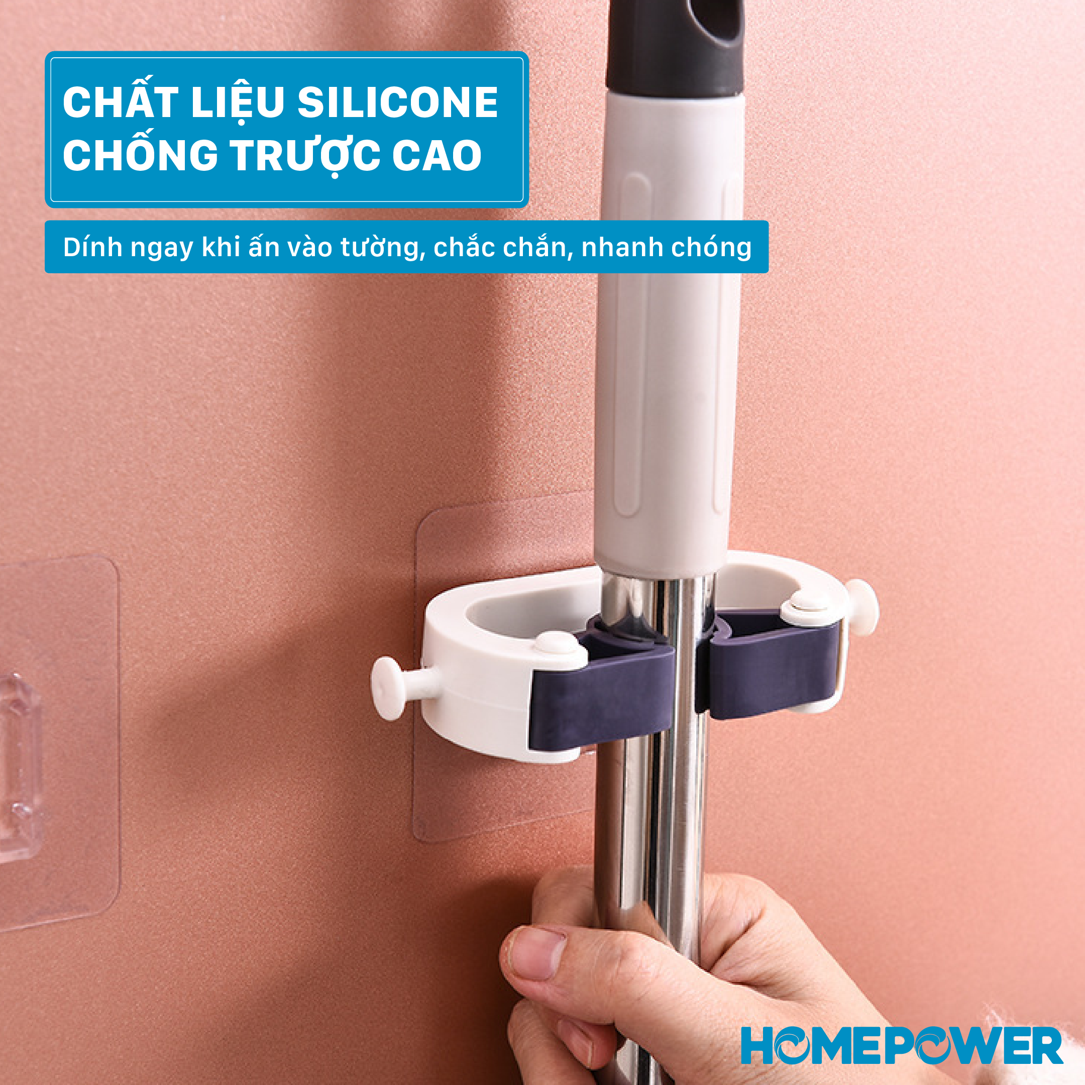 Móc treo cây lau nhà dán tường đa năng HOMEPOWER