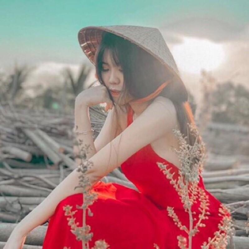 Đầm maxi cổ yếm hở lưng siêu xinh FREESIZE