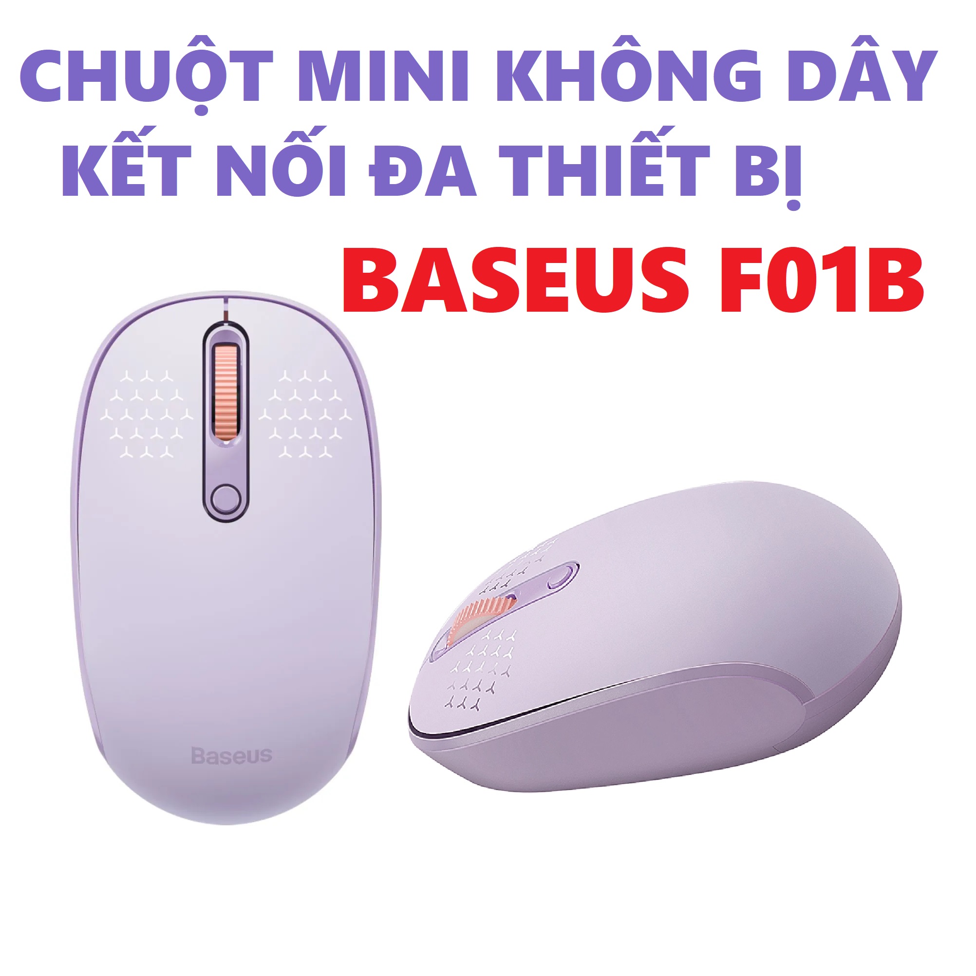 Chuột không dây bluetooth kết nối đa thiết bị nhỏ gọn chống ồn Baseus F01B _ Hàng chính hãng