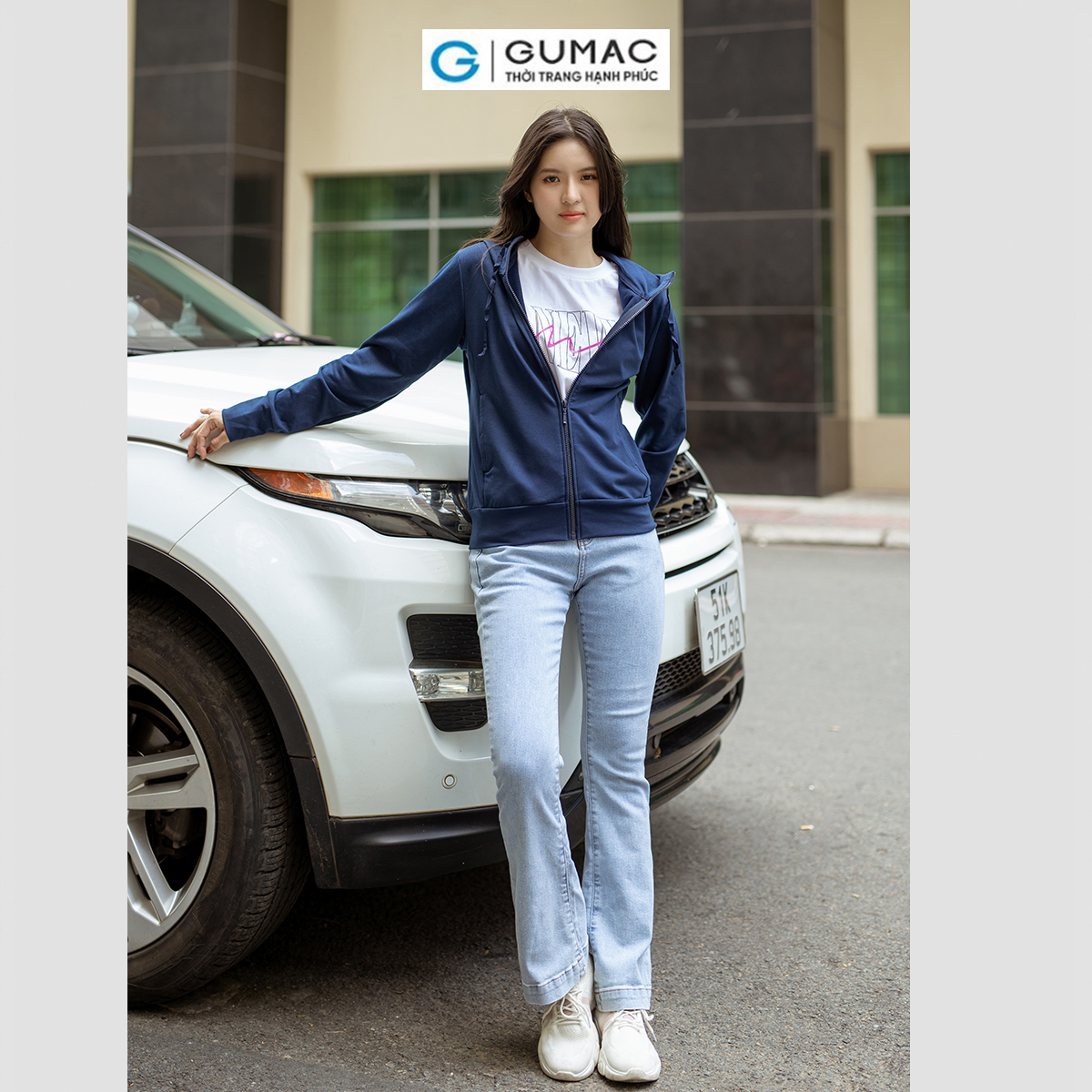 Áo khoác nữ phối khóa kéo có nón chống nắng trẻ trung năng động thời trang GUMAC AD05062 - AD05063 - AD05093